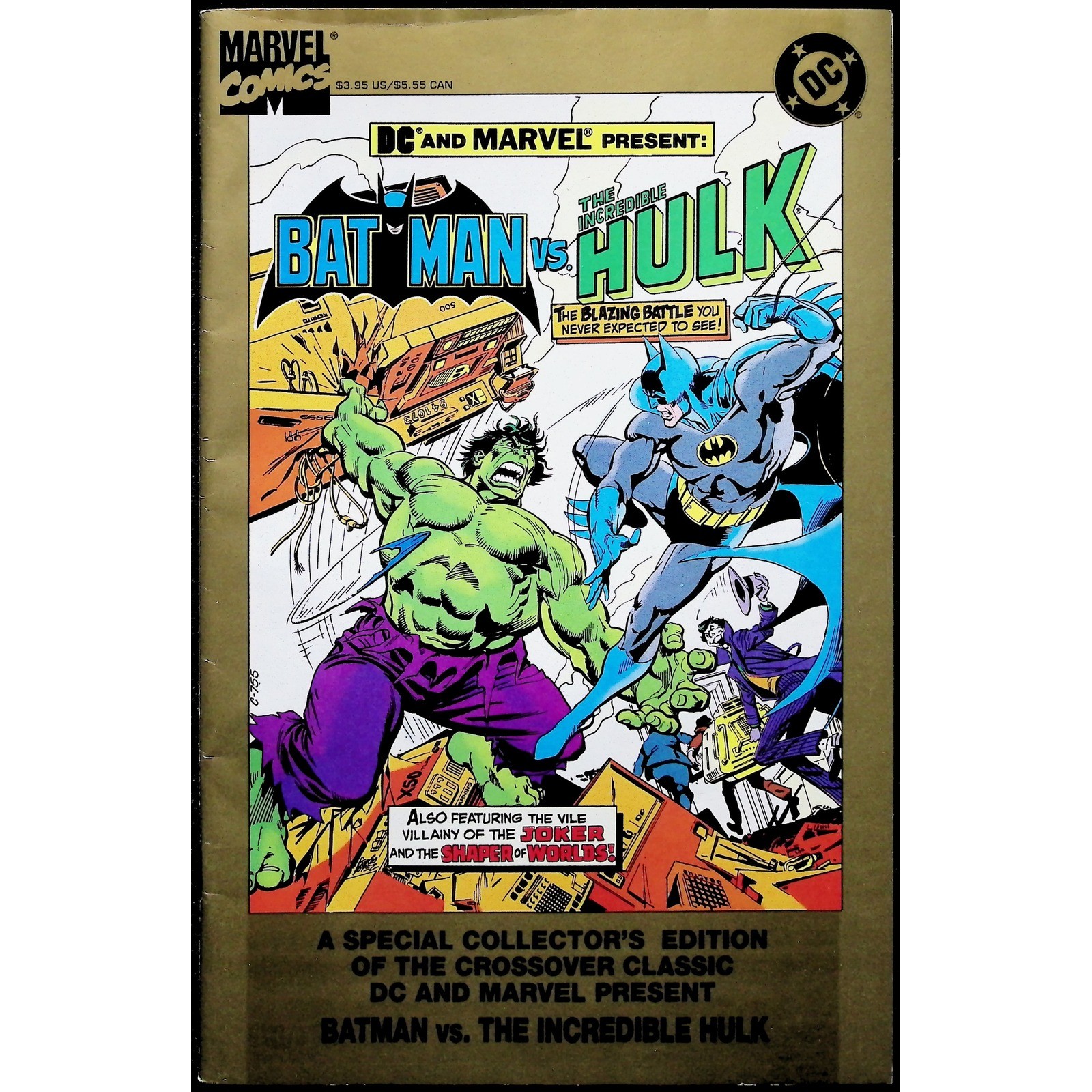 DC Marvel Comic Batman vs The Incredible Hulk #1 1995 Gold Border Reprint Joker