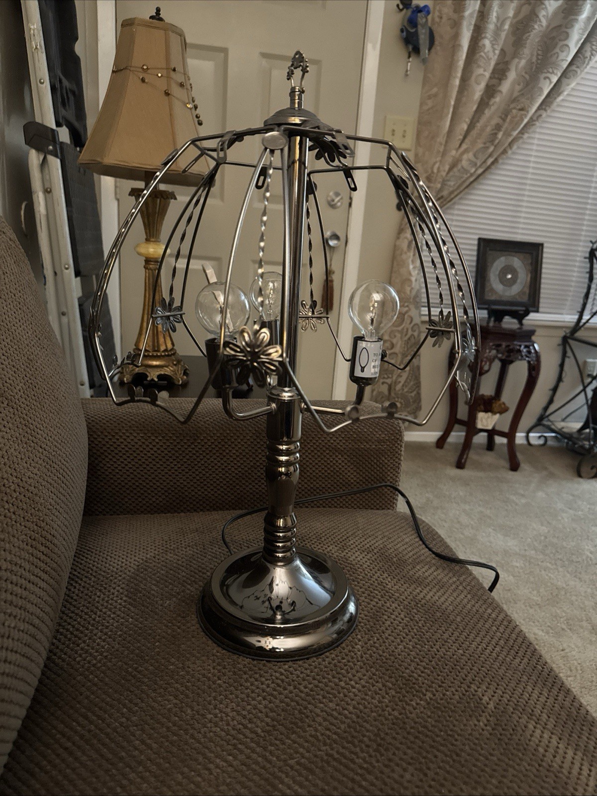 Vintage Lighting Touch Lamp 3 Way Dark Nickel Base Only   No Panels 22\
