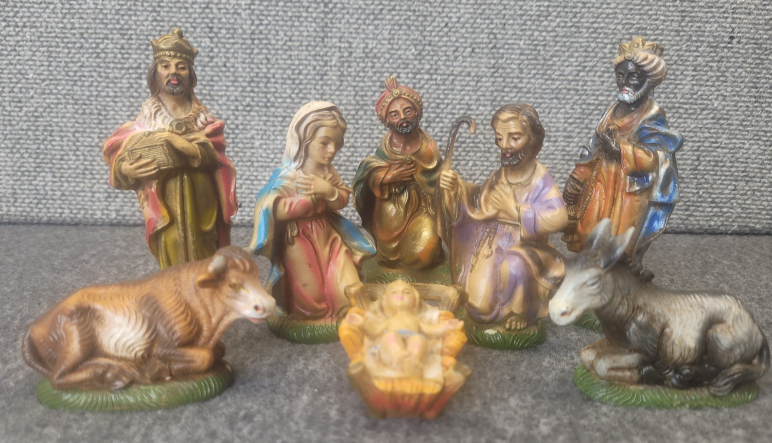 Vintage Italy Nativity Scene Holy Family Three Wisemen Kings Animals Fontanini??