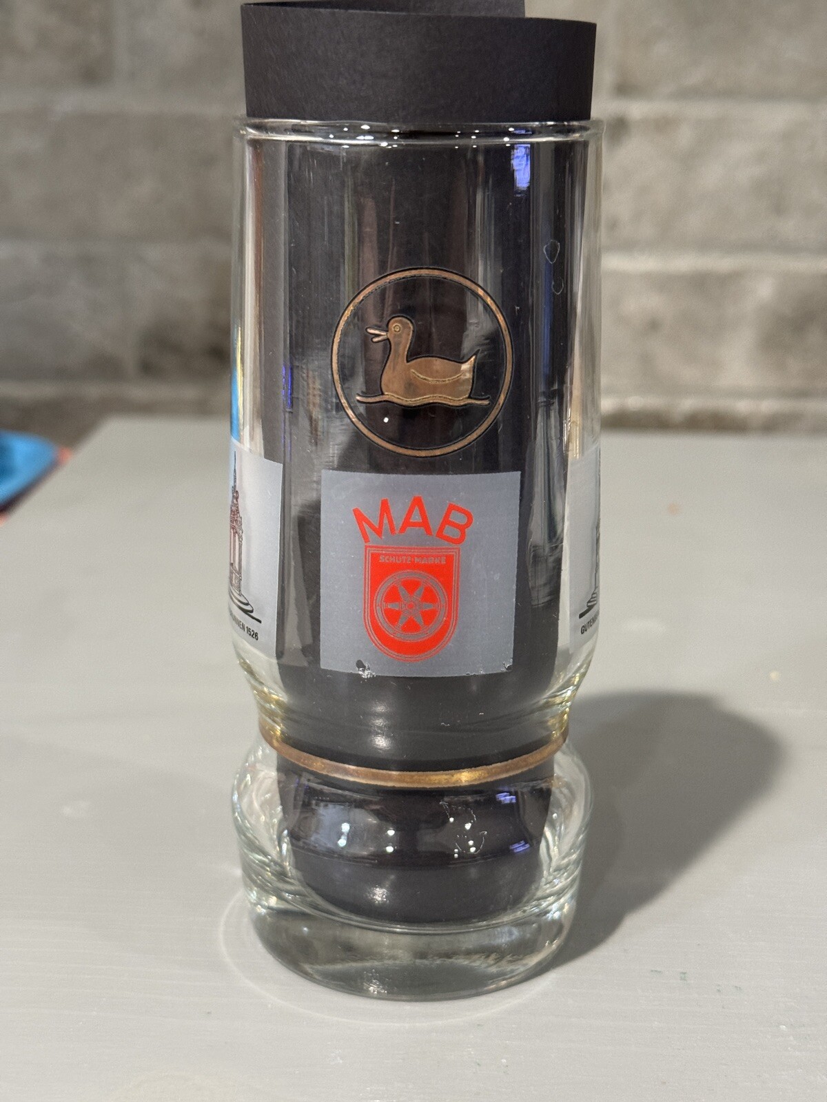 Vintage MAB Schutz Marke MAINZER AKTIEN Beer Glass GERMANY