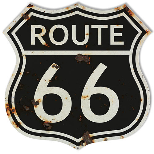 ROUTE 66 BLACK WHITE SHIELD SHAPED 15