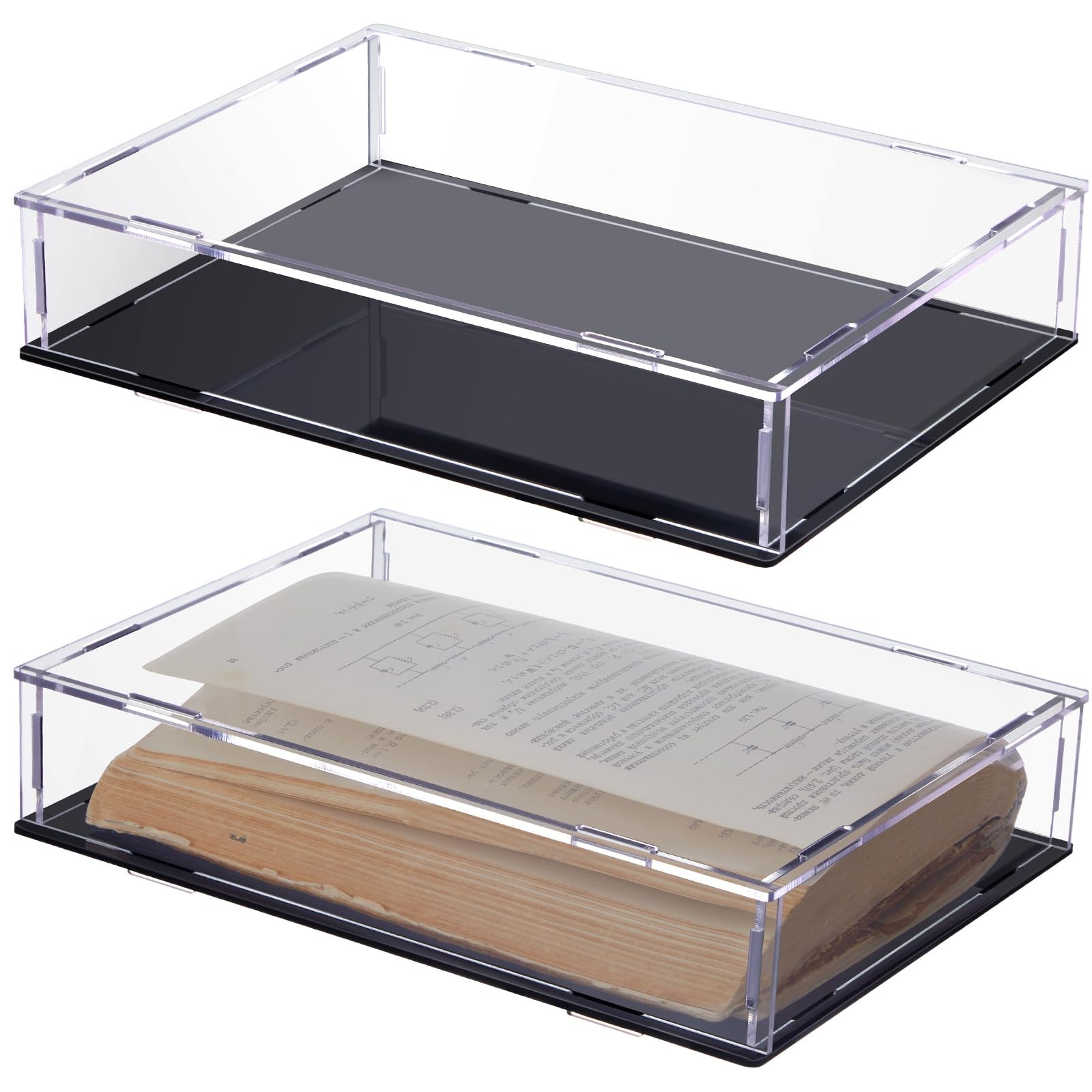Suzile 2 Pcs Book Display Case Clear Acrylic Box and Black Suzile 2 Pcs Book Display Case Clear Acrylic Box and Black