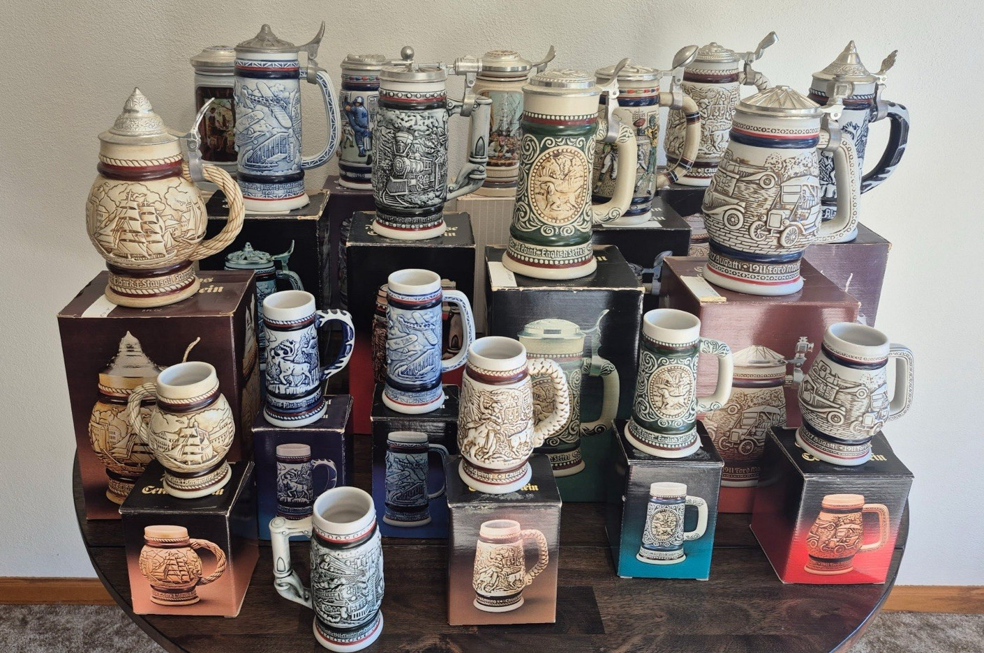 Vintage AVON BEER Steins Complete Set, Most with Original Boxes 1976-1984, 1985