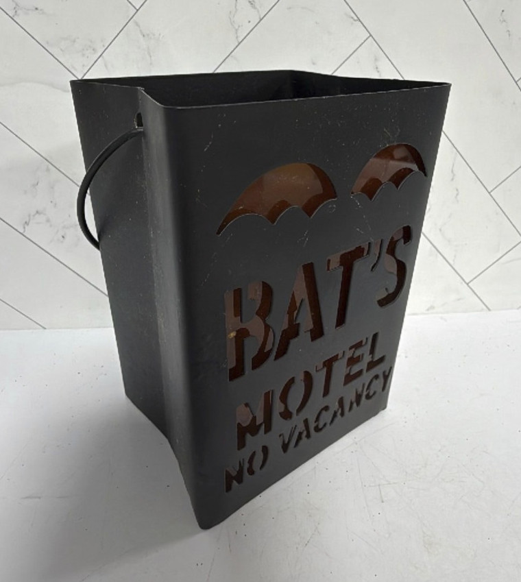 World Market Small Black Halloween Metal Bat's Motel Tea Light Holder 