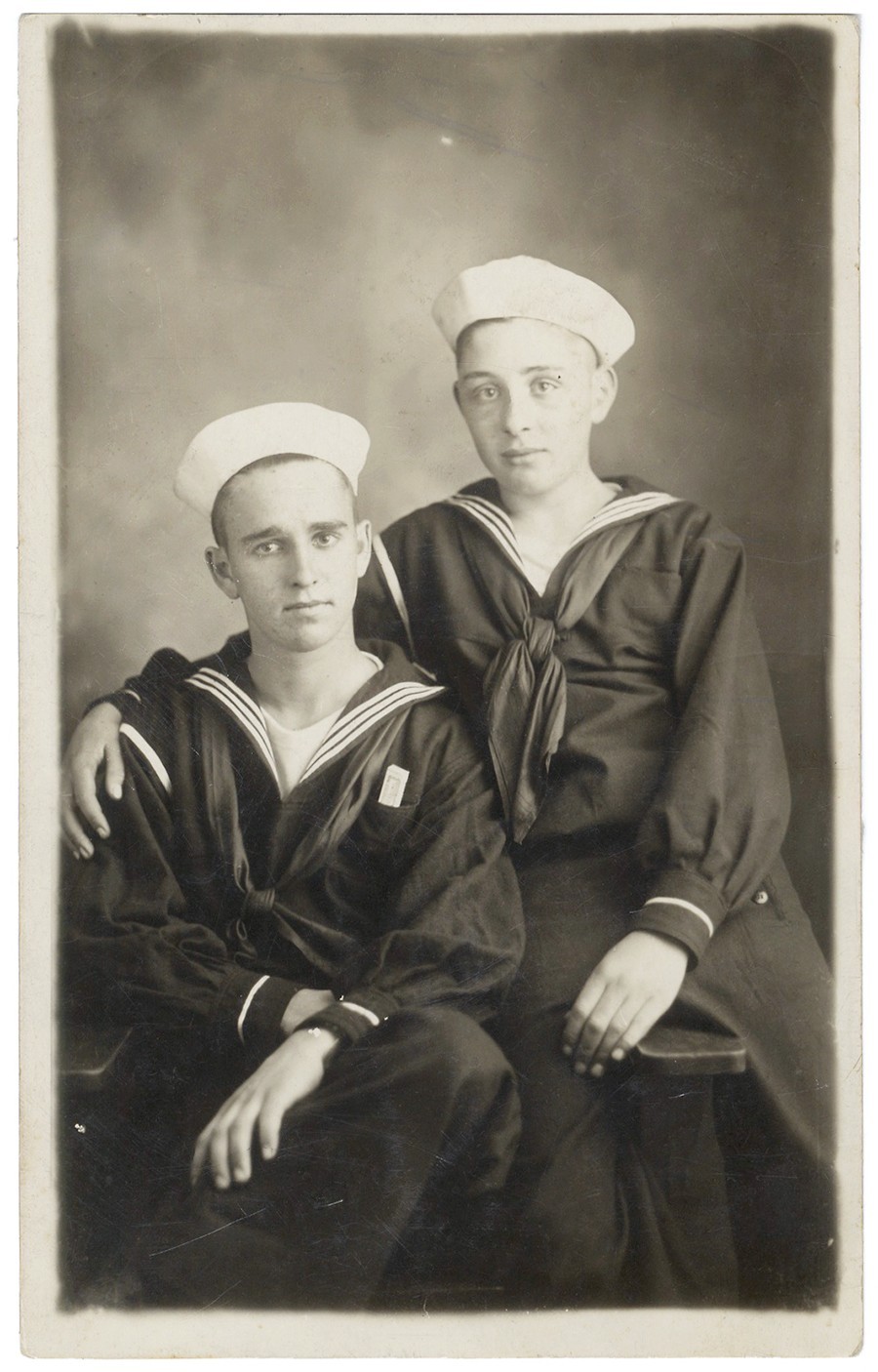 c. 1910 AMERICAN NAVY SAILORS in Affectionate Pose Gay Int RPPC Photo Postcard