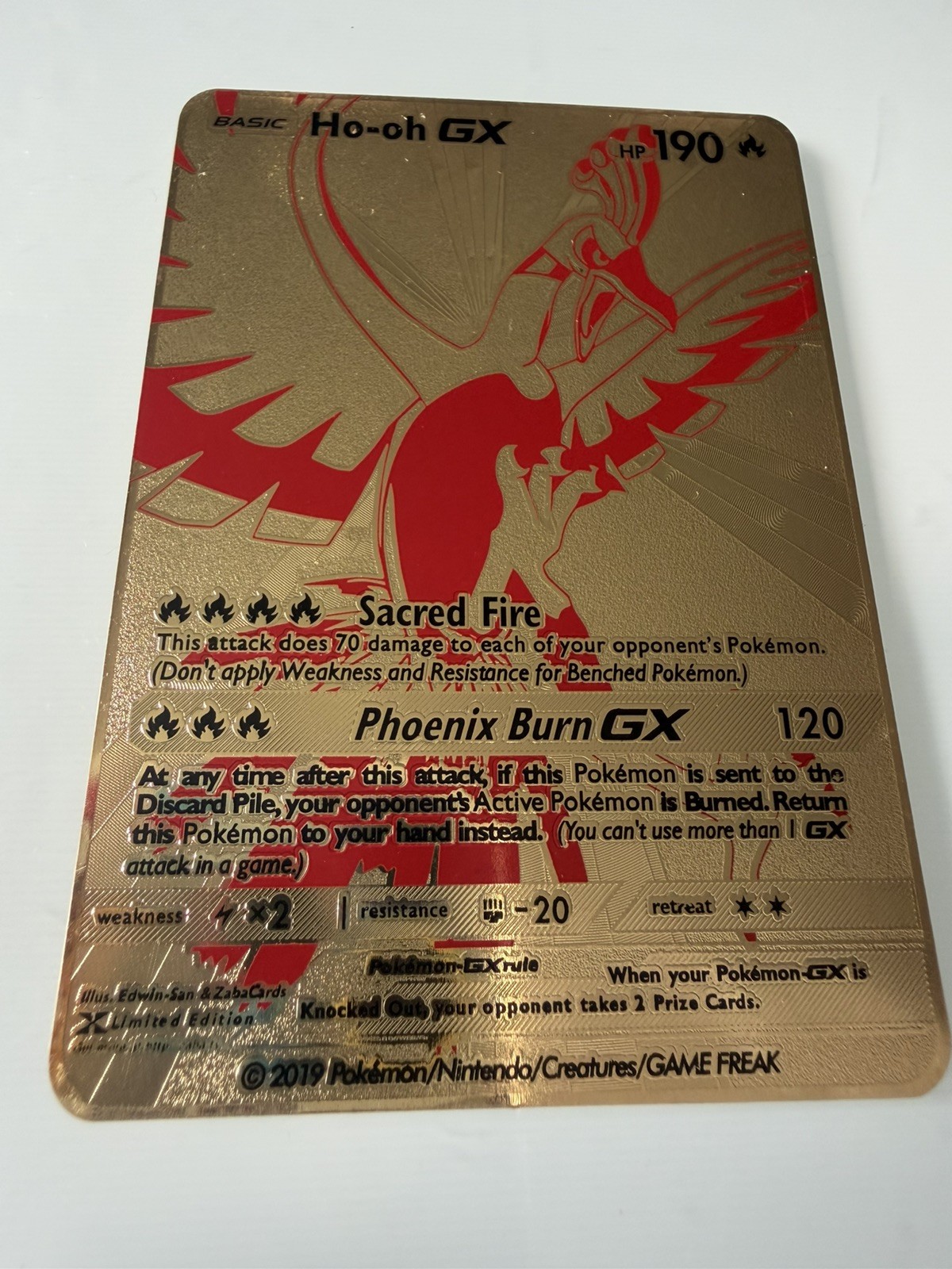 Ho-oh GX Gold Metal Pokémon Card Fan Art
