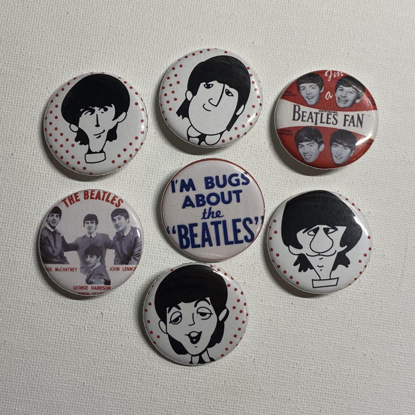 The Beatles Replica Button 7-Pack George Paul Ringo John Lennon