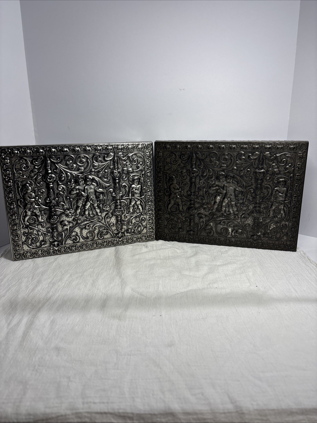 2-Large Vtg. ornate metal tin box; metal box w/ Beautiful Patina Western Germany