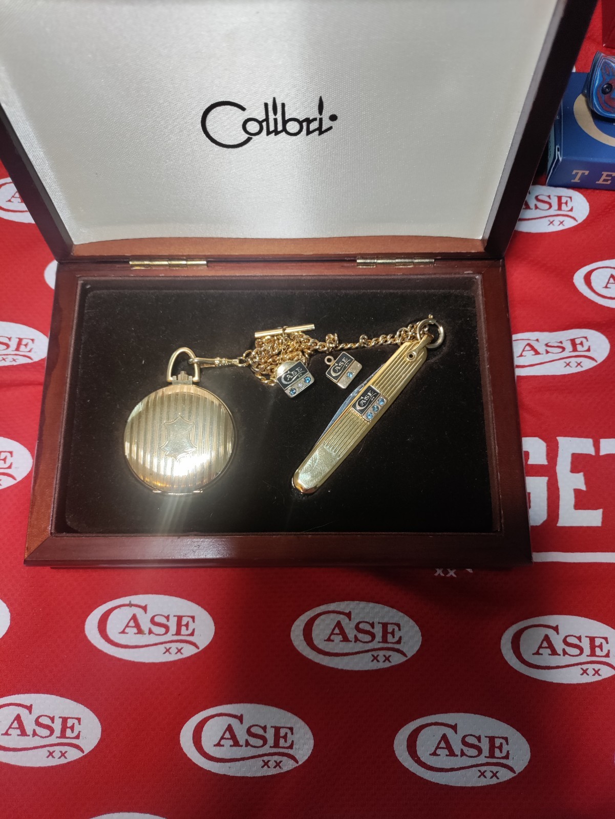 Case Employee Only Years Of Service 14k Gold Pin-Pendant & Knife Watch Set