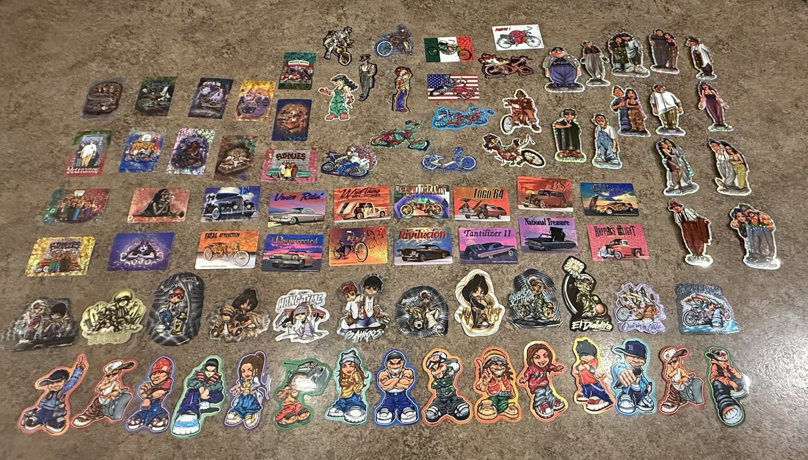 85 Vintage 97-02 Homies Lowrider Aztlan Prism Stickers Fifth Sun —No Repeats