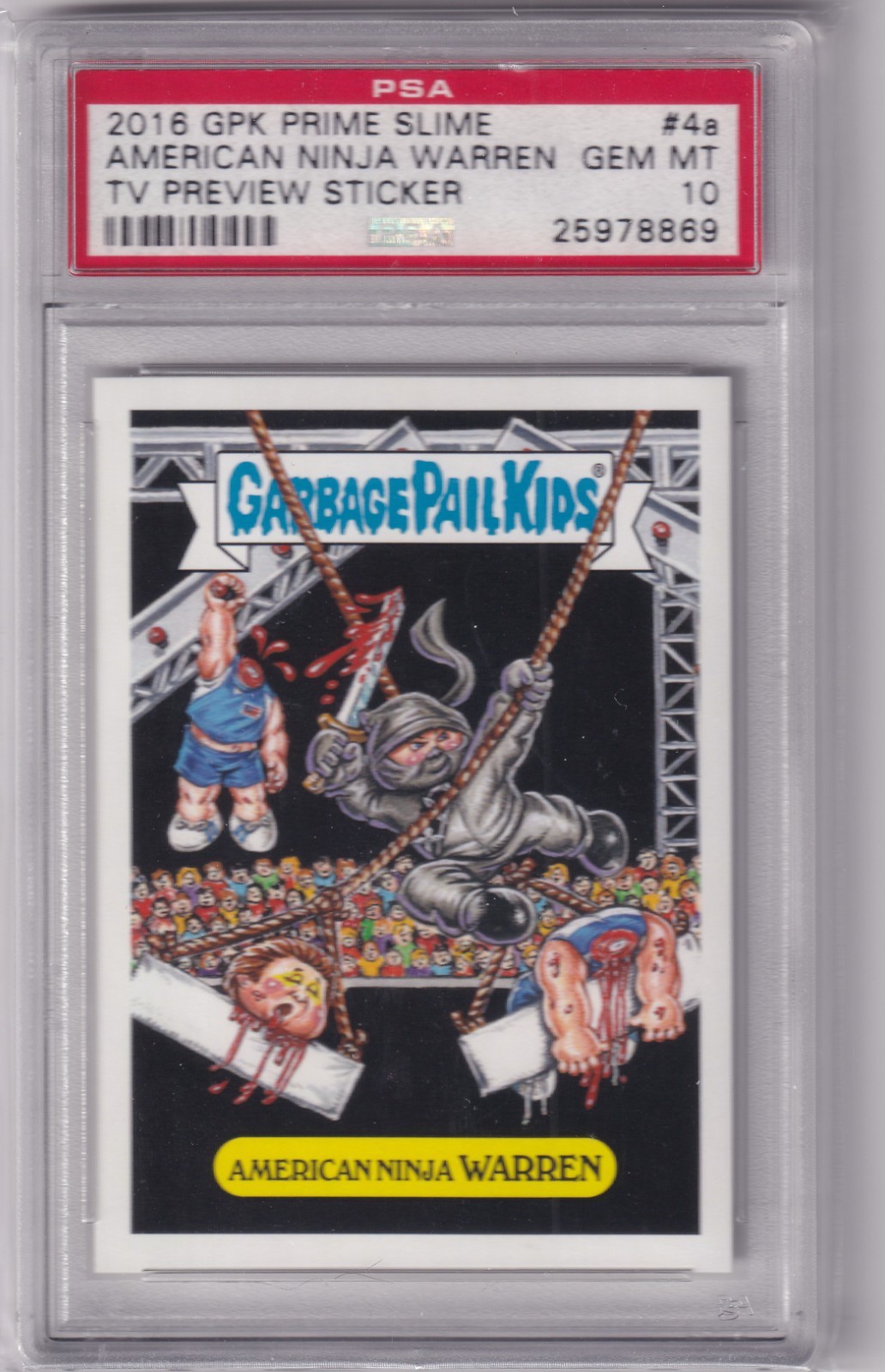 2016 GARBAGE PAIL KIDS PRIME SLIME TV #4a AMERICAN NINJA WARREN PSA 10 POP 1