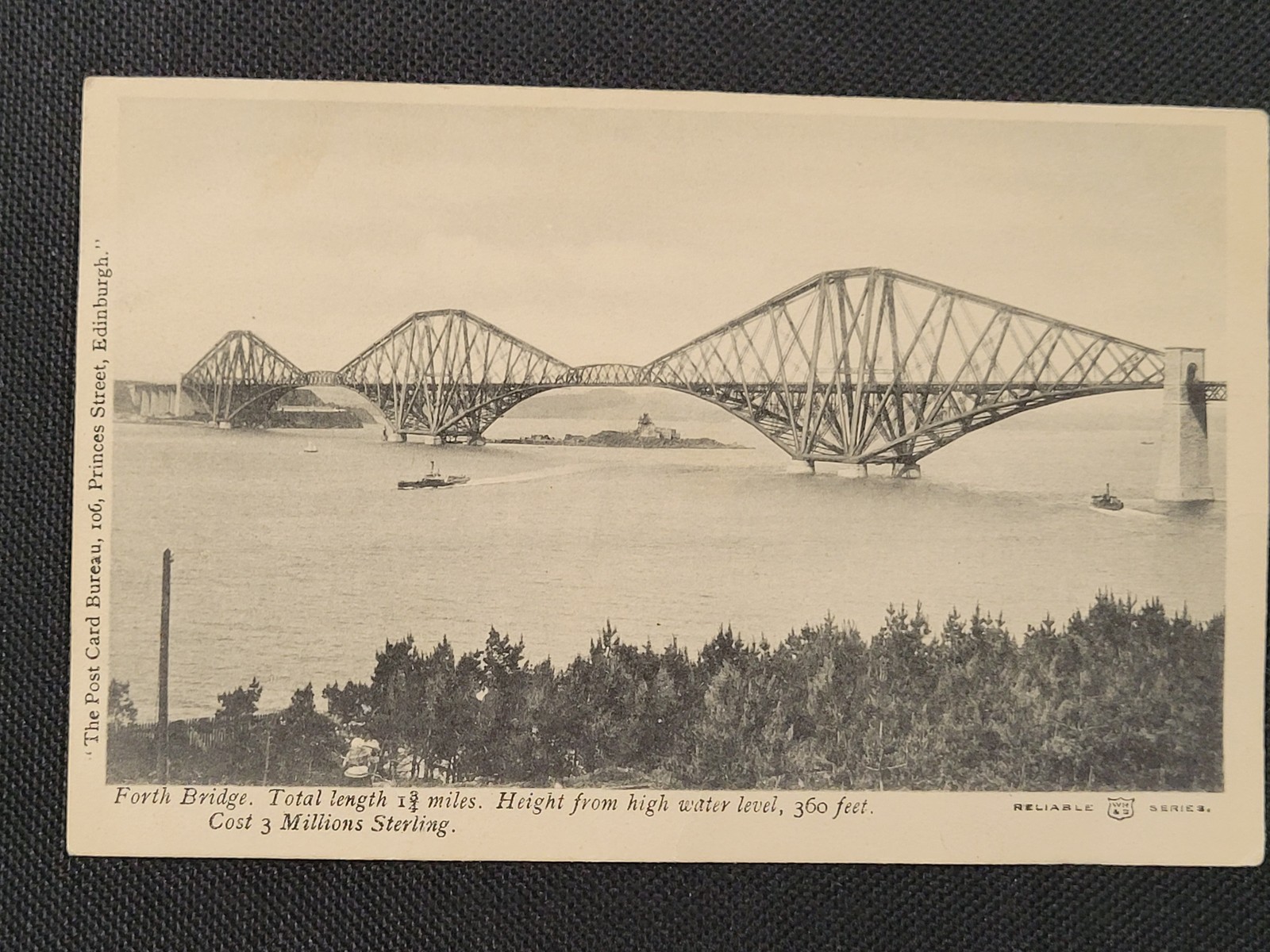Vintage Forth Bridge Postcard Scotland Reliable Series Edwardian Unused UK Colle