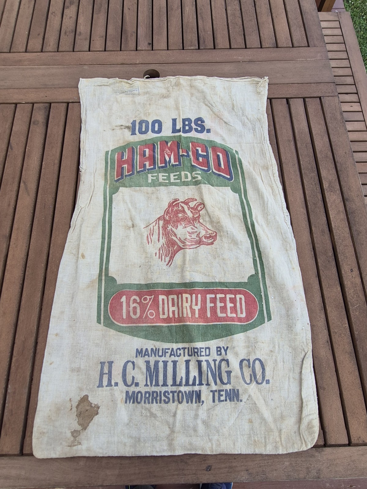Vintage H.C. Milling Co Ham-co 100lb Cloth Feedsack Morristown Tennessee