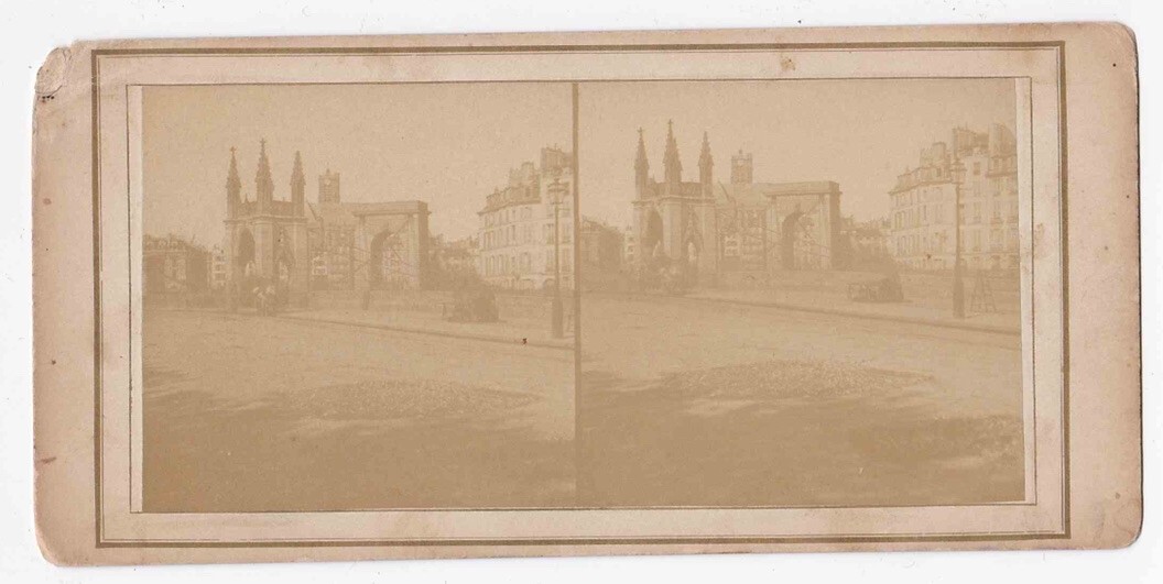 Pont Louis-Philippe Suspension Bridge Stereoview 1840s Paris France Architecture