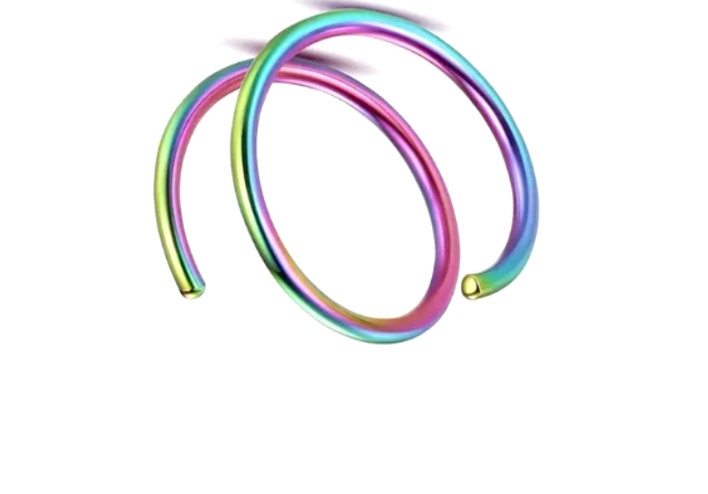 One Spiral Double Hoop For Single Nose Piercing Nose 3/8 Rainbow Ear Helix Ring