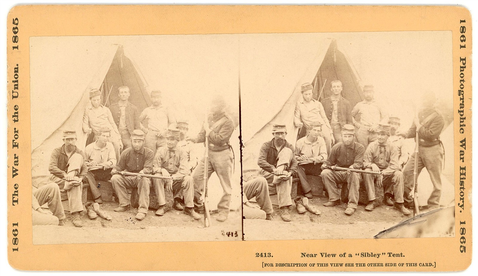 CIVIL WAR STEREOVIEW - Soldiers & Their Sibley Tent - War Photo & Exhibition Co