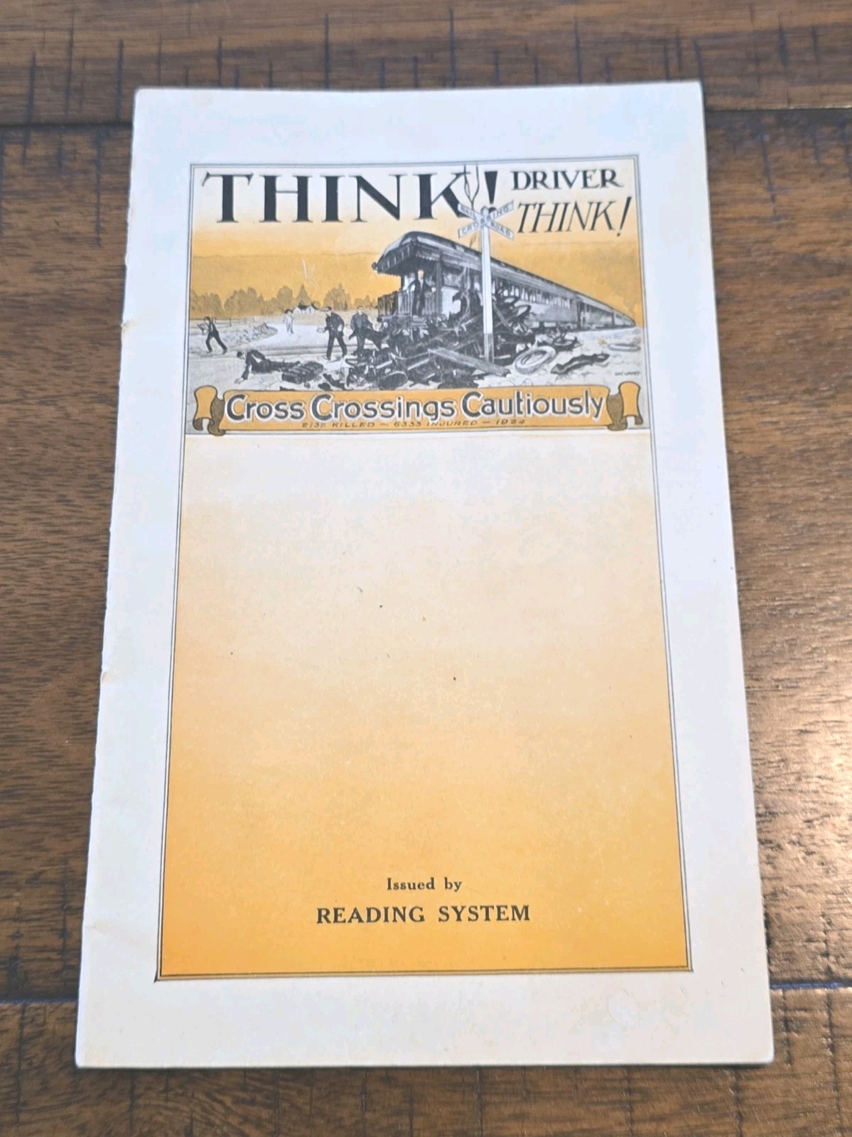 1925 READING RAILROAD PAMPHLET TRAIN CROSSING SAFETY 