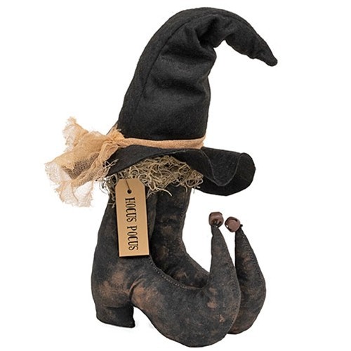 Grungy Halloween Stuffed Witch Boots and Hat Shelf Sitter 14\