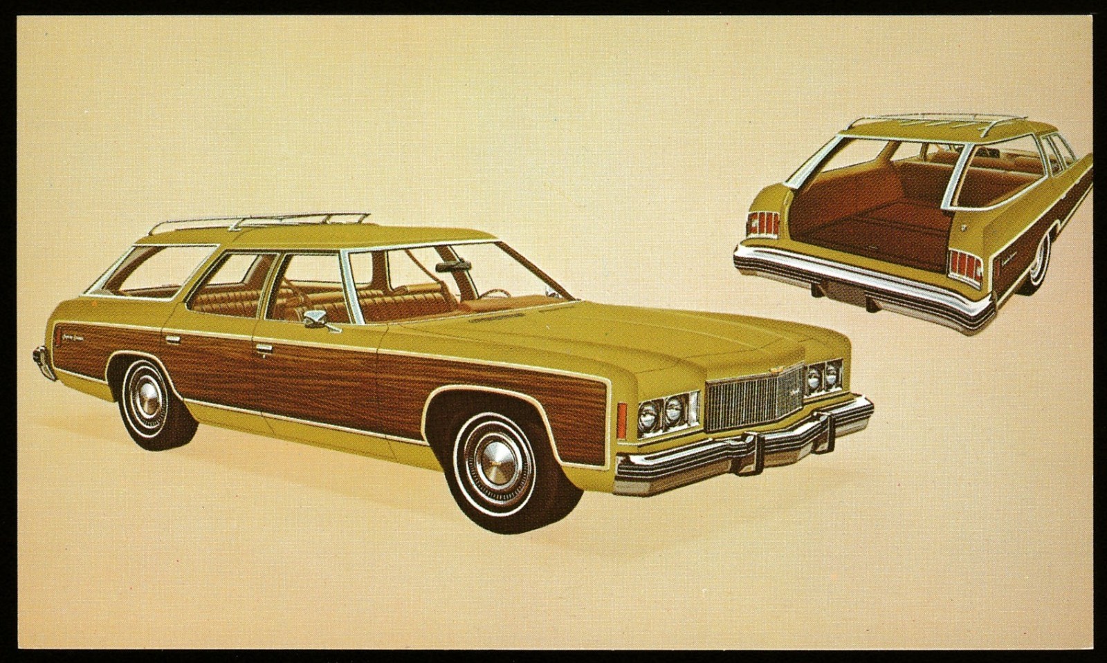 1974 CHEVROLET Adv Postcard CAPRICE ESTATE STATION WAGON Dealer UNP Vintage Auto