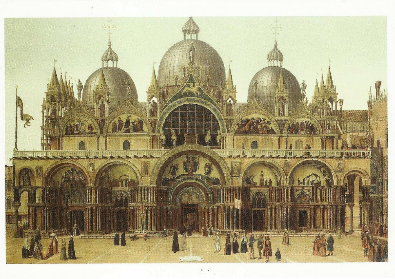 Postcard Silvio Risegari Basilica of San Marco, Venice, Main Facade MINT