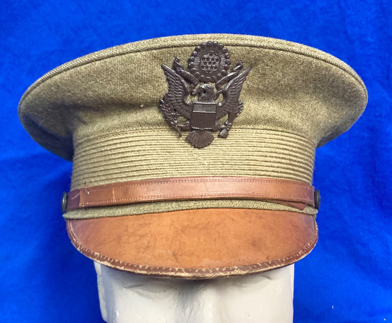 WWI WW1 AEF  US Army Officers Uniform Visor Hat Cap ~ Named