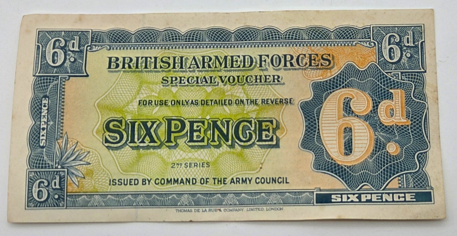 British Armed Forces 6 Pence Special Voucher 2nd Series issued in 1948