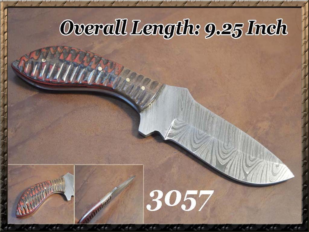 Custom Handmade Damascus Steel 9.25 Inch Hunting / Skinner Knife -Wood Handle