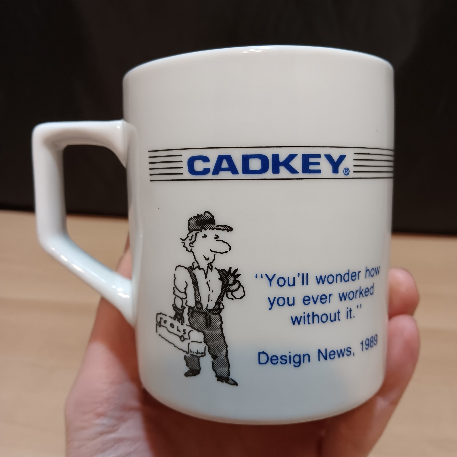 Vintage 1980s CADKEY Computer Software Advertising Promo Ceramic Coffee Mug Cup