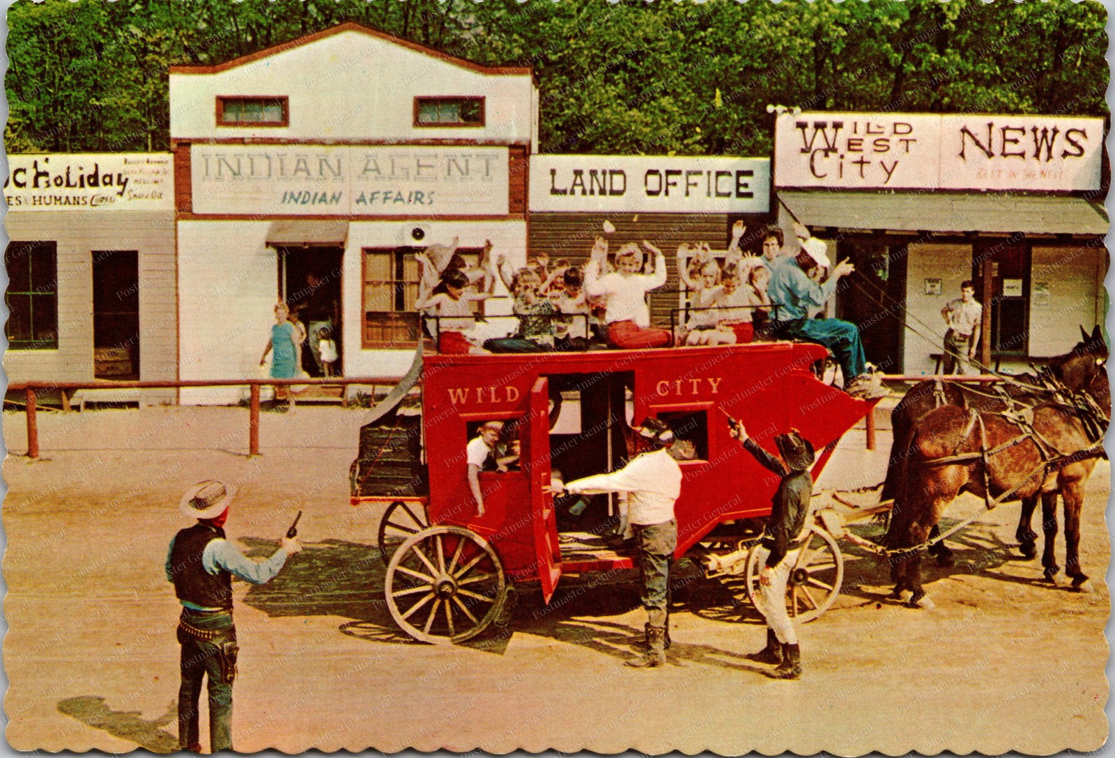 Wild West City Netcong New Jersey Stage Holdup Scene Continental Postcard C237