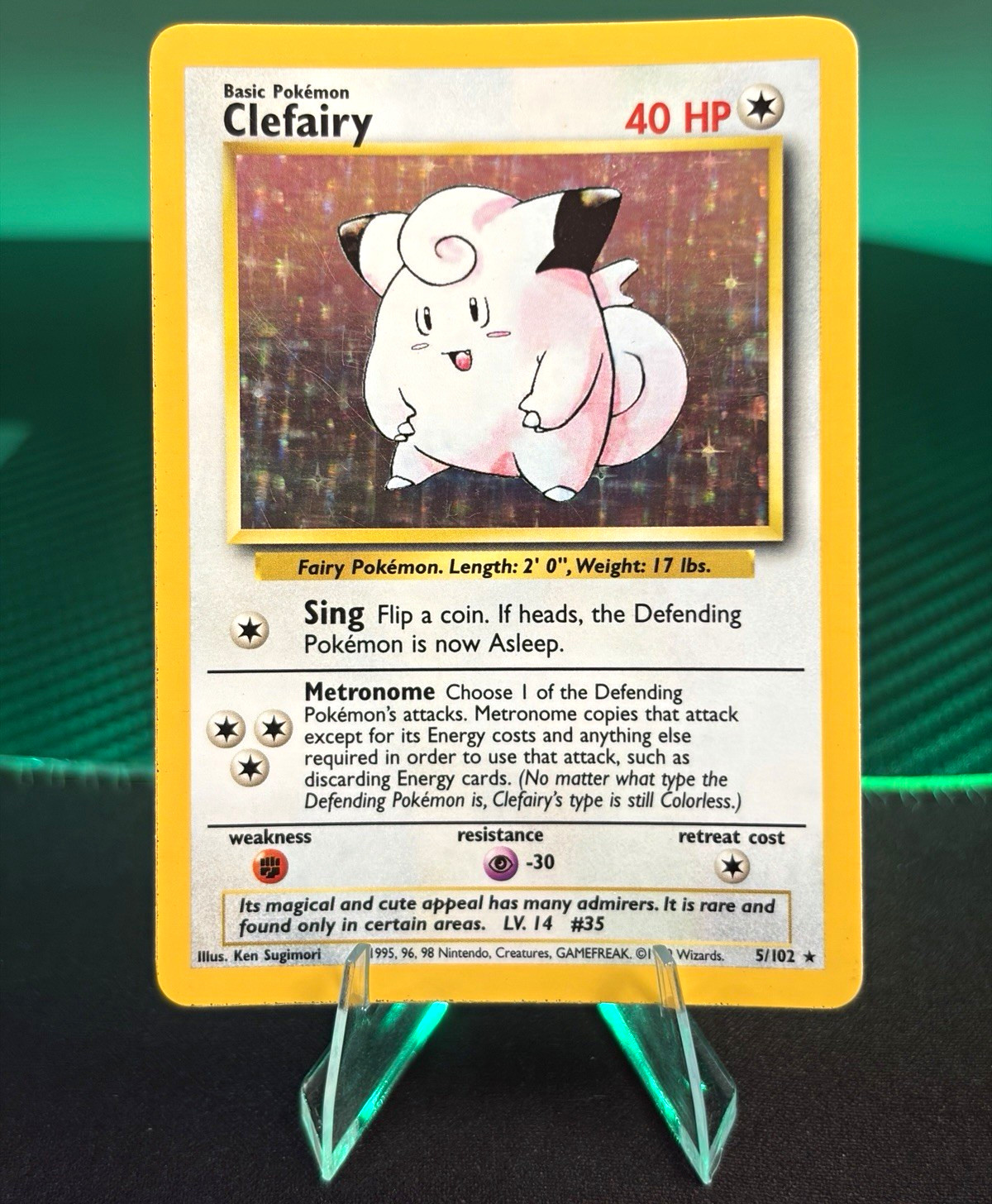 Pokémon 1999 Base Set Clefairy #5/102 Holo Wizards English Card MP