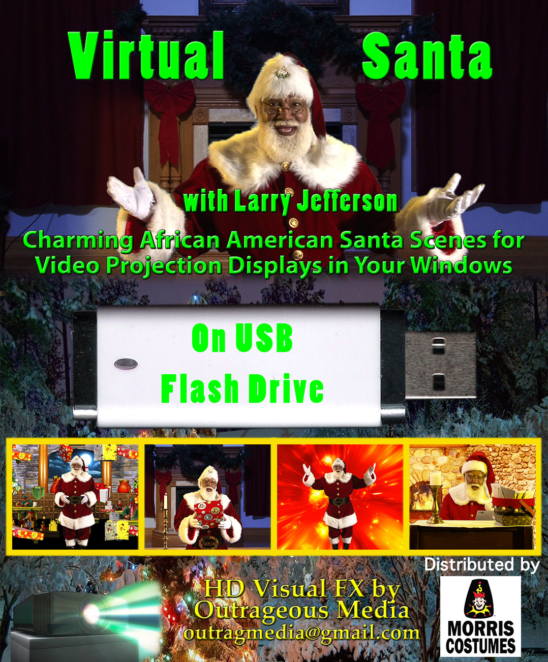 BLACK VIRTUAL SANTA ON USB Thumb Drive, DIGITAL DOWNLOAD