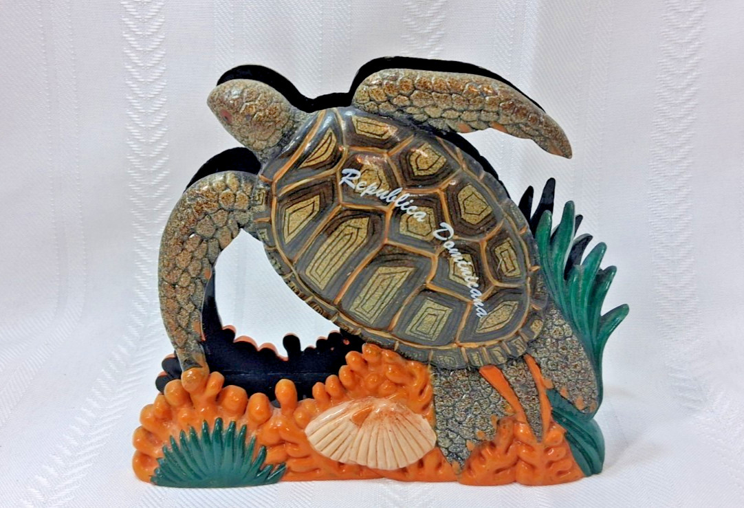 Vintage Republica Dominicana Resin Sea Turtle Napkin Holder 5\