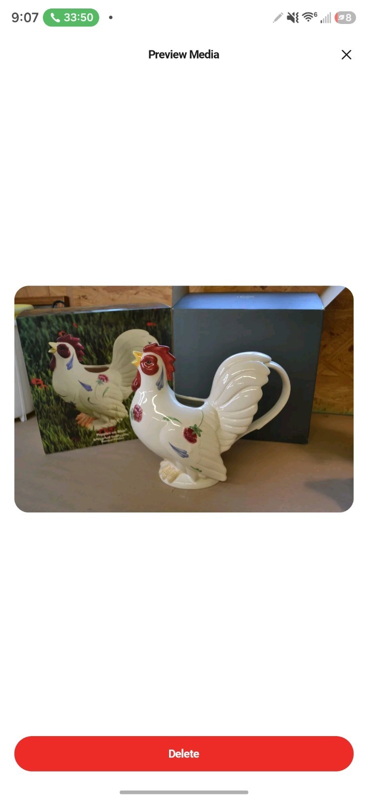 Lenox Poppies On Blue Rooster Pitcher ( New In Box)