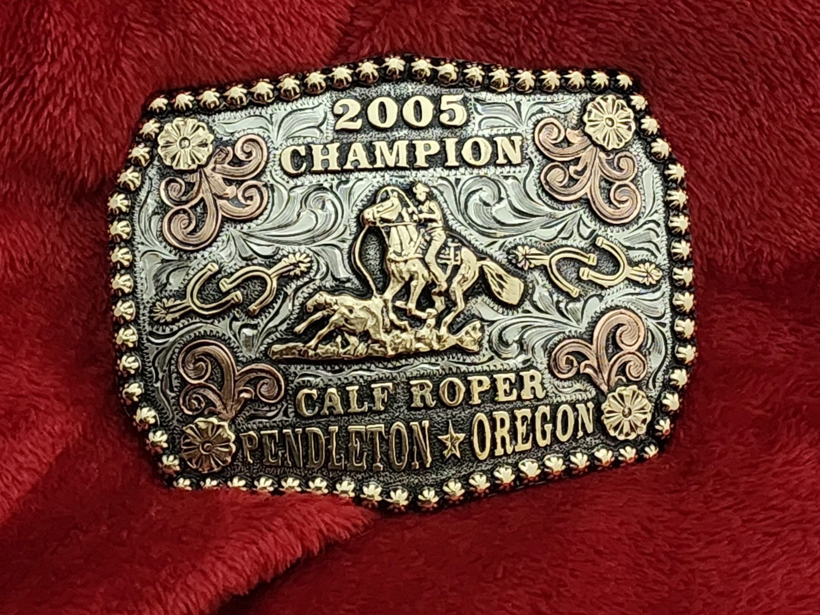 Rodeo☆2005☆Calf Roping X-TREME Champion Trophy Buckle☆Pendleton Oregon☆Rare☆R91