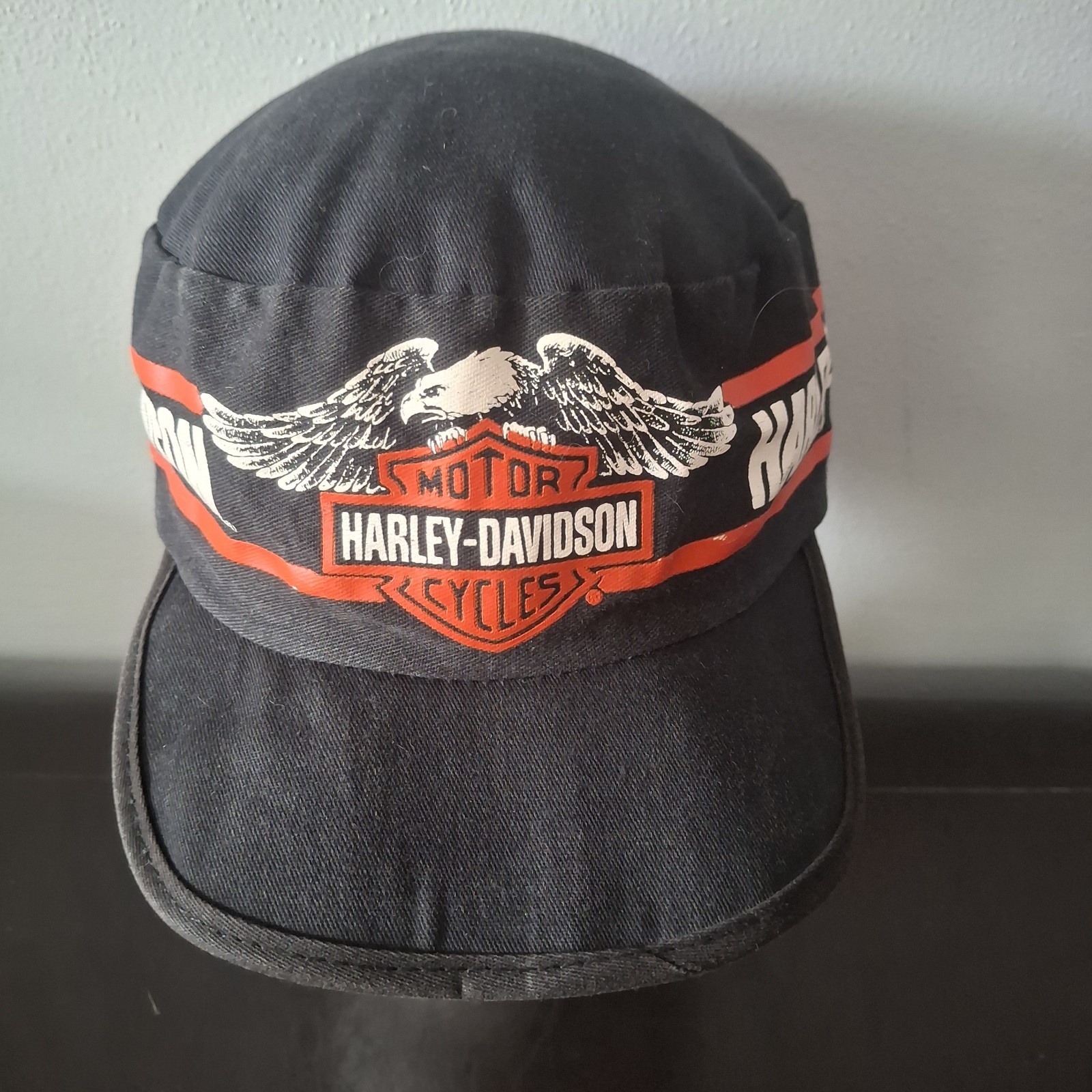 Vintage 1980s Harley Davidson Painters Wrap Around Eagle Hat - Adult