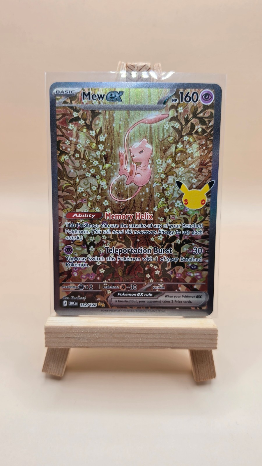 Mew EX 152/128 30th Celebration Ultra Rare Full Art Holo Pokémon TCG Card