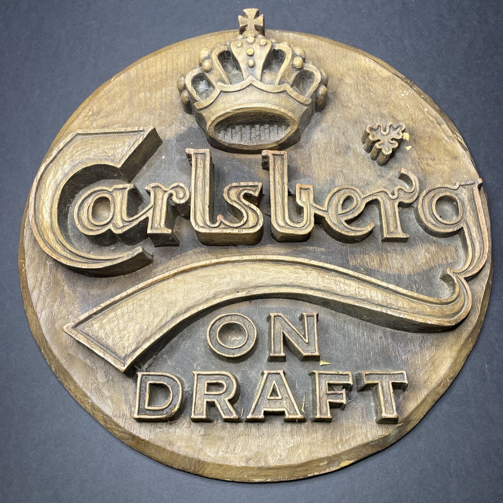 Carlsberg Sign Vintage 3D Faux Wood Bar Decor Brown 17\