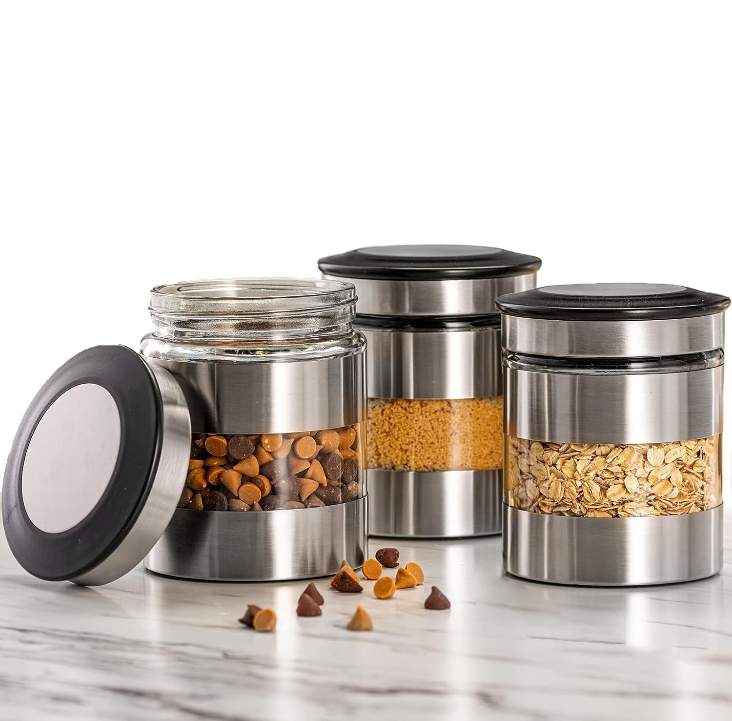 Le'raze Quality Stainless Steel Canister Set of 3 for Kitchen krx83, krx83 Le'raze Quality Stainless Steel Canister Set of 3 for Kitchen krx83, krx83