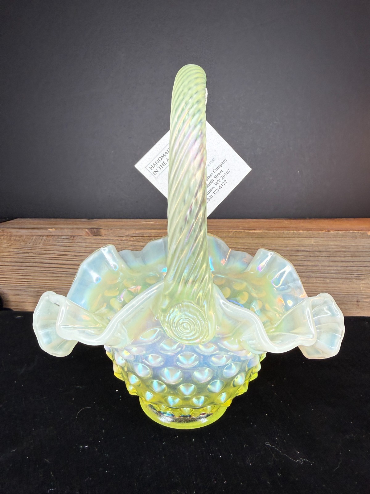 Fenton Topaz Iridized Opalescent Hobnail 7\