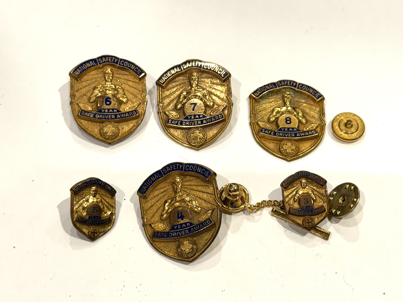 NATIONAL SAFETY COUNCEL SAFE DRIVER AWARDS YEARS 3 4 5 6 7 8 PINS LOT VINTAGE