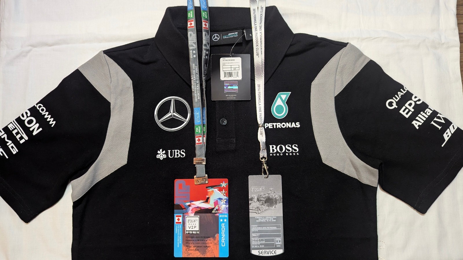 RARE Mercedes F1 2016 Canadian GP Montreal Paddock Club VIP SERVICE Polo Set