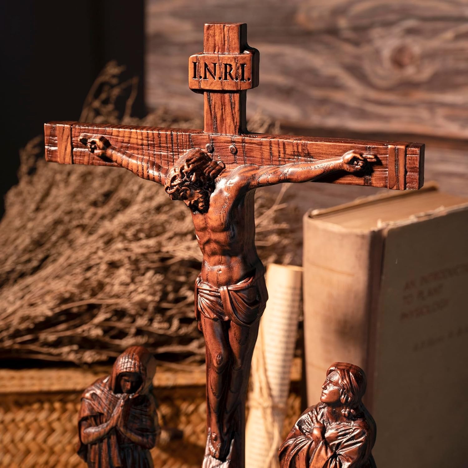 Handmade 10 Inch Wooden Wall Crucifix Cross - Perfect Christmas Gift
