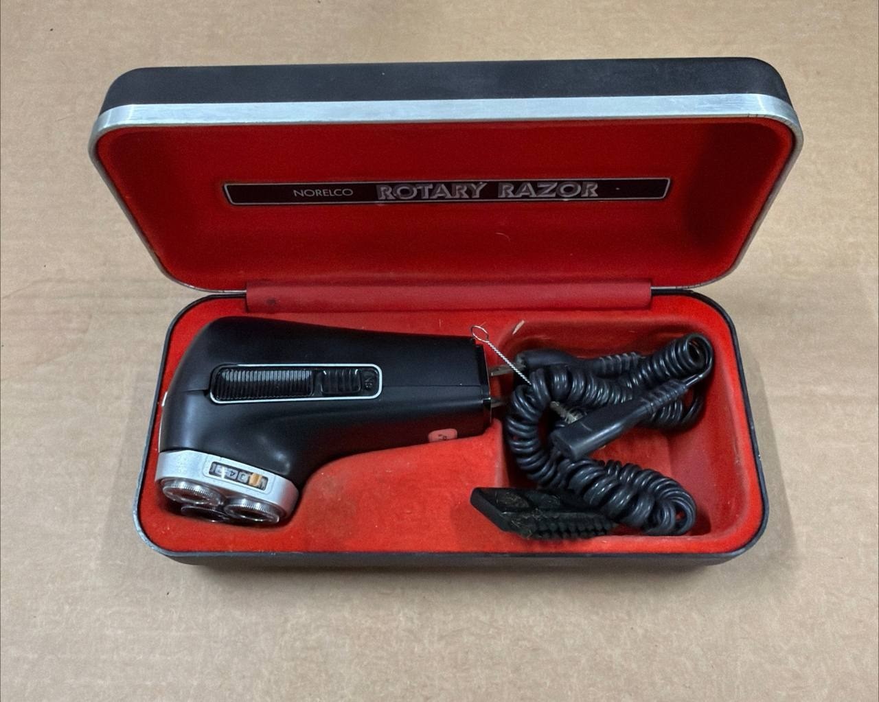 Vintage Norelco HP1121 Rotary Razor Shaver Case Cord UNTESTED Parts Repair