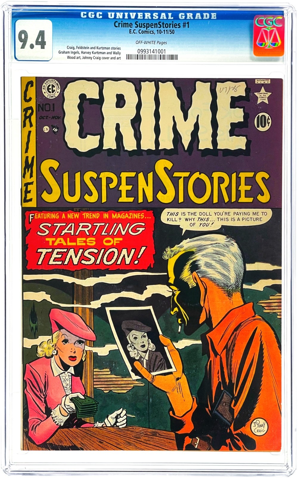 Crime SuspenStories #1 CGC 9.4 (1950 EC Comics) Pre Code Horror First Issue KEY
