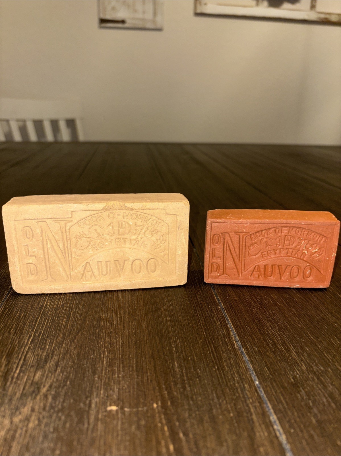 Two Vintage Nauvoo Bricks Old Nauvoo Book Of Mormon Egyptian Souvenir Pair