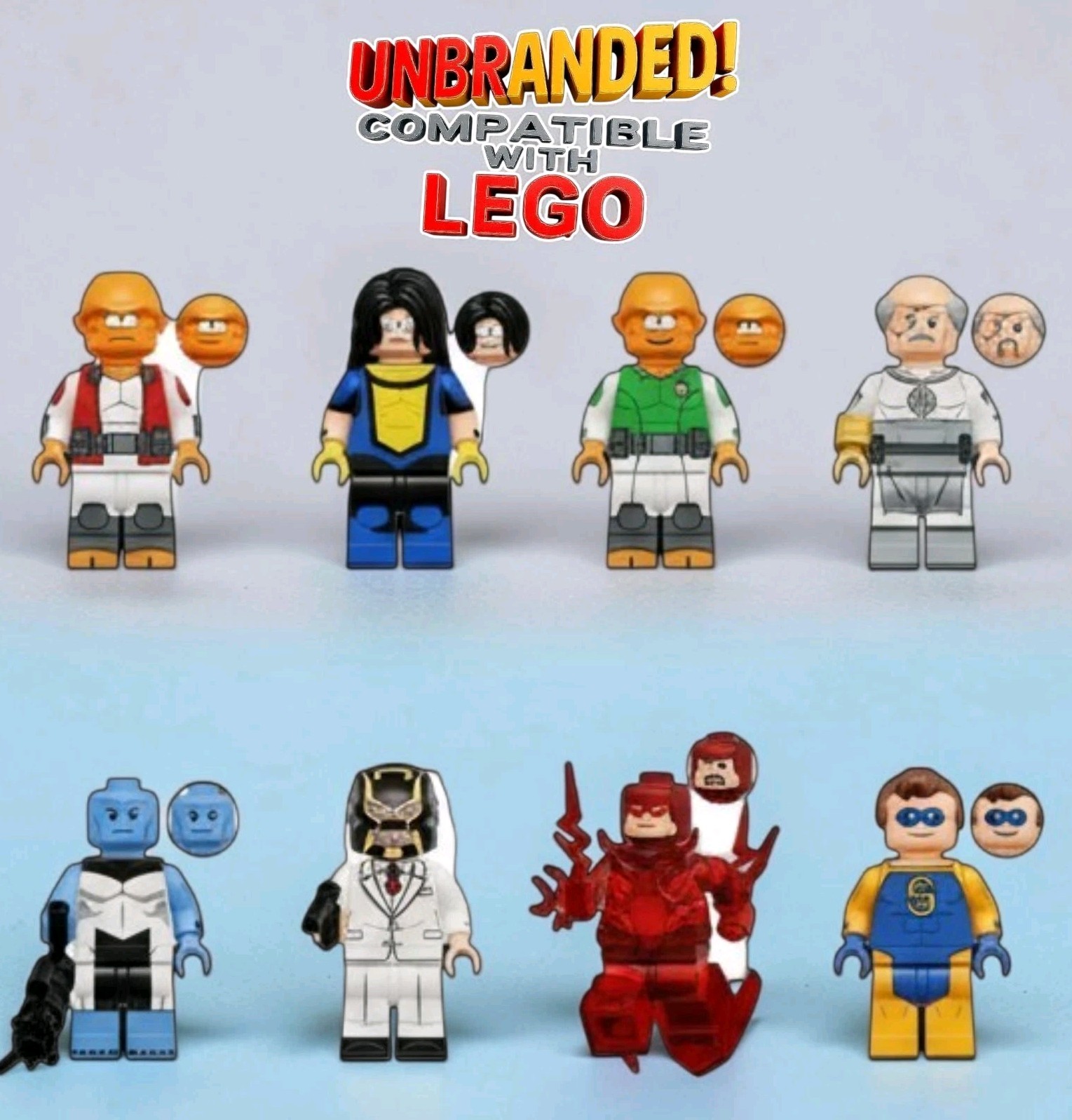 8x Invincible Custom Minifigure Set Mark Grayson Omni Man Viltrumite Comic Book