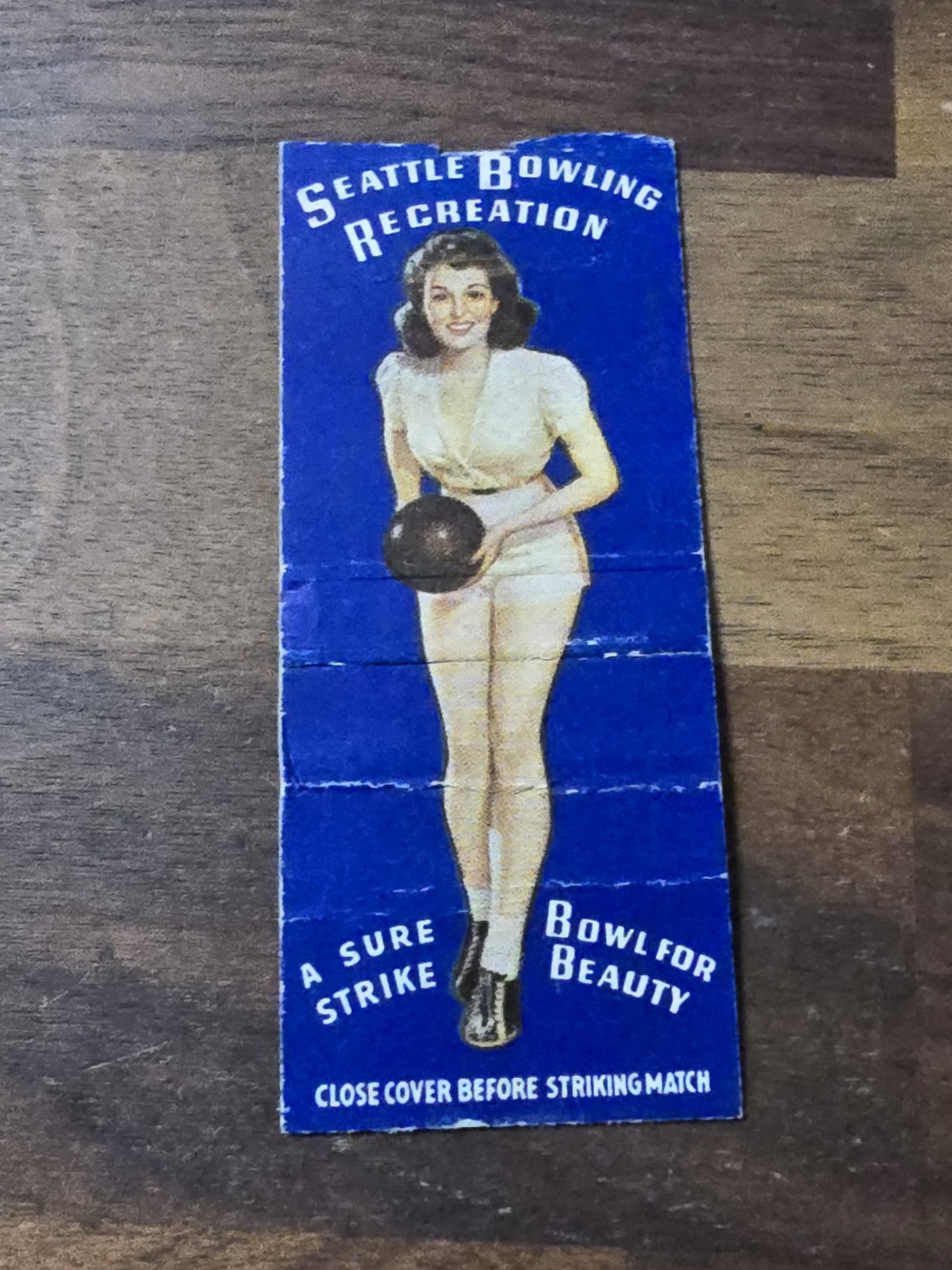 Vintage 1940s Seattle Bowling Recreation Matchbook Cover