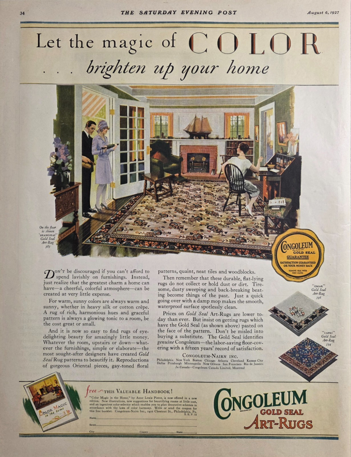 1927 Print Ad Congoleum Gold-Seal Art Rugs Shanghai Carpet Philadelphia,PA