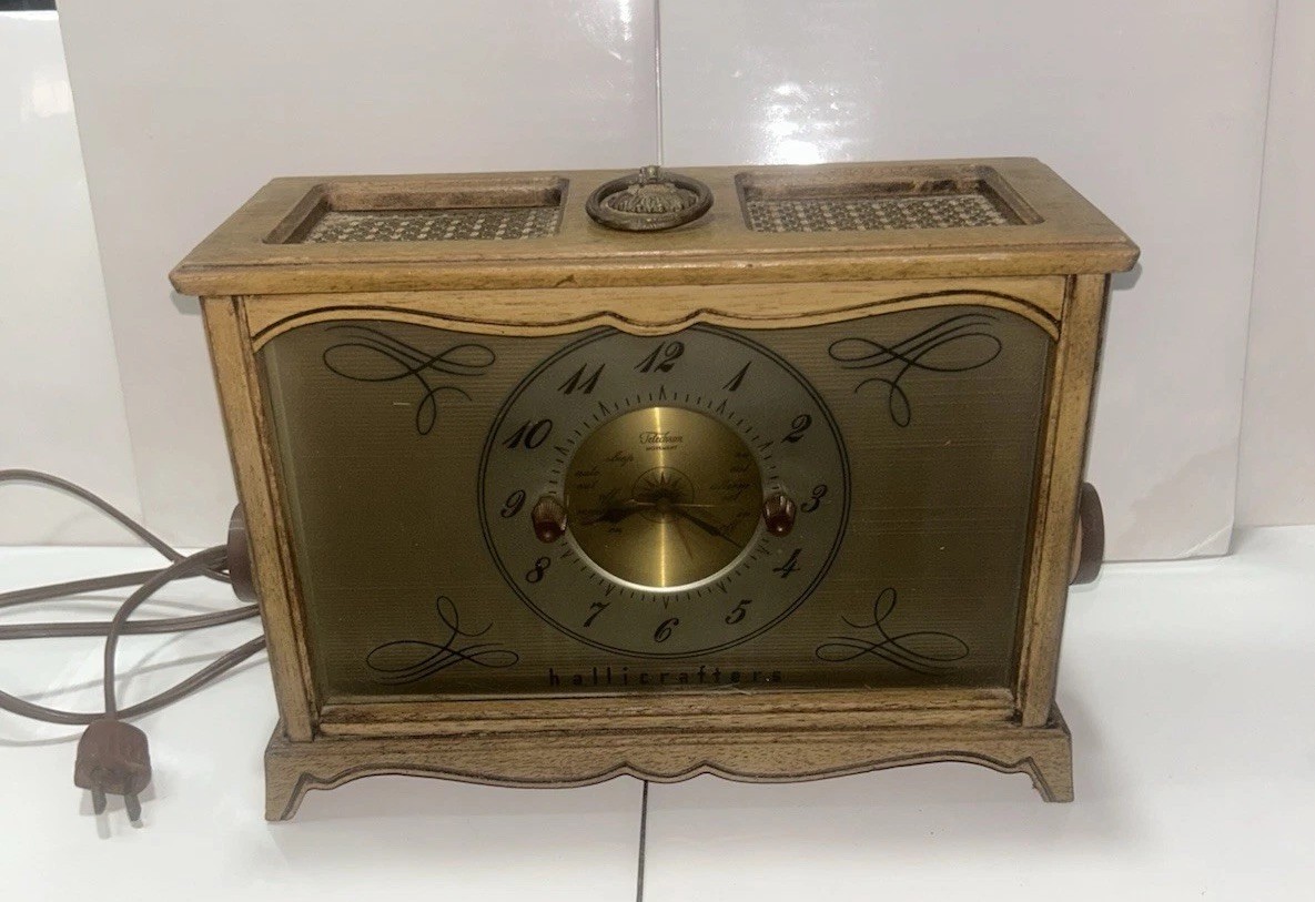 Vintage 1954 Hallicrafters 51C2 Wood Tube Clock Radio Mid Century Modern MCM