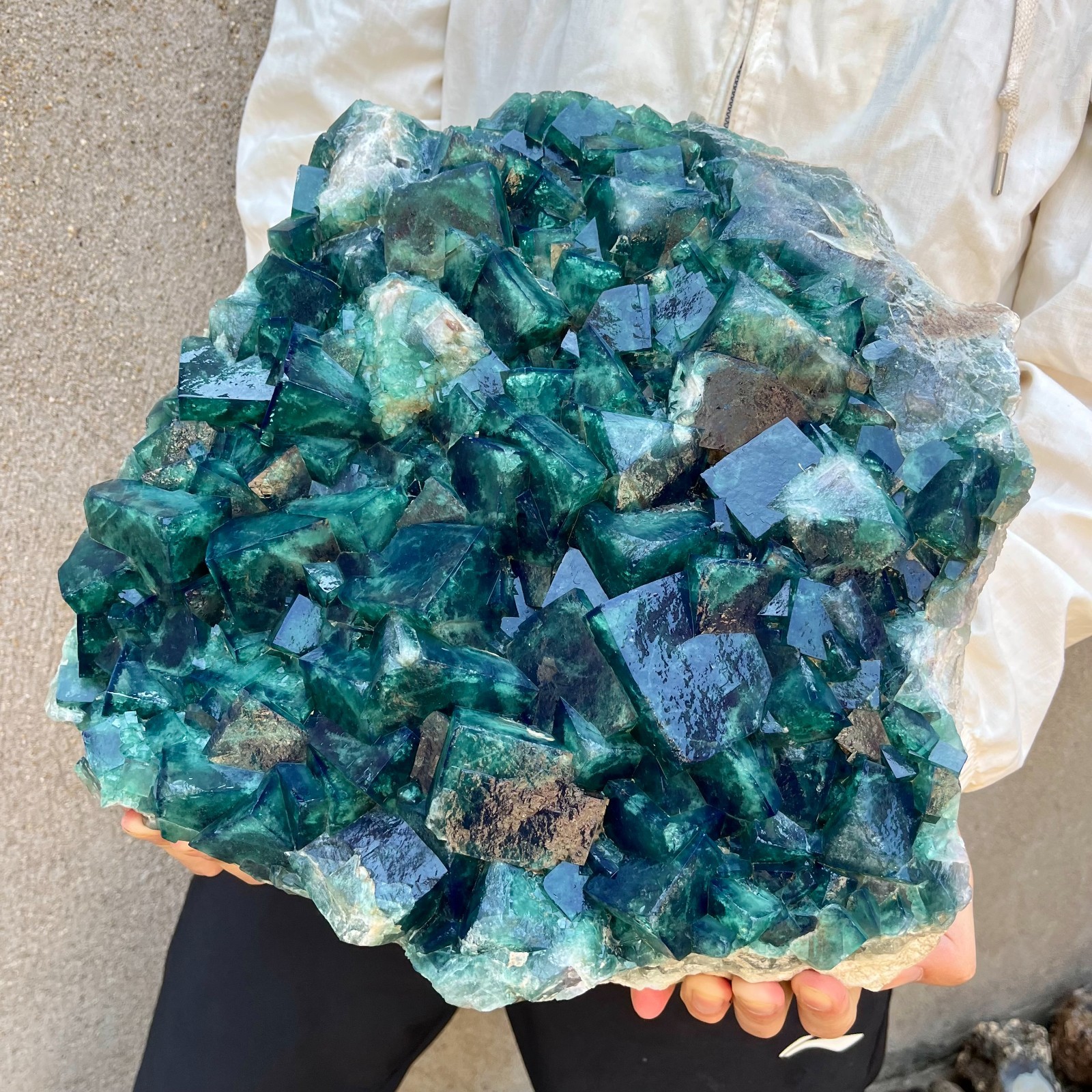 47.6lb NATURAL Green Cube FLUORITE Quartz Crystal Cluster Mineral Specimen